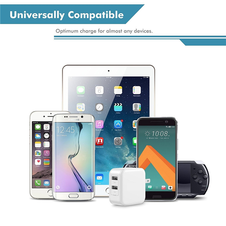 7Magic BoostCube 4.8A 24W Dual USB Travel Wall Charger with SmartID Technology, Foldable Plug for iPhone iPad, Samsung Galaxy