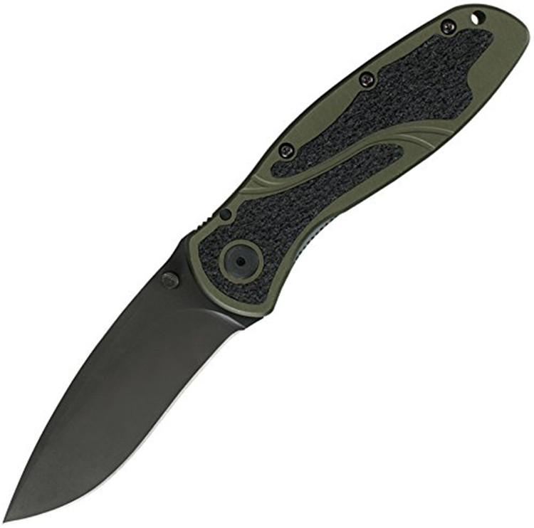 7Magic Blur, Olive/Black (1670OLBLK); with 3.4” Black DLC-Coated 14C28N Steel Blade, Olive Anodized Aluminum Handle